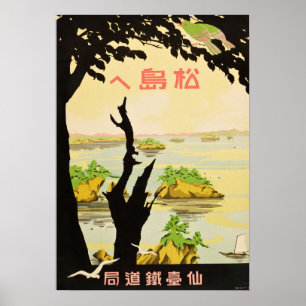 Poster Vintage Vers Matsujima Japon Voyage