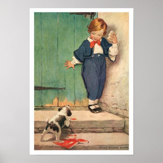 Poster vintage Victorian Boy, Puppy Art (Devant)