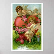Vintage Victorian Valentines Day Angels Heart Rose