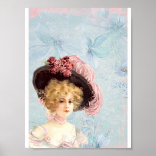 Poster Vintage Victorienne Élégante Dame En Casquette De