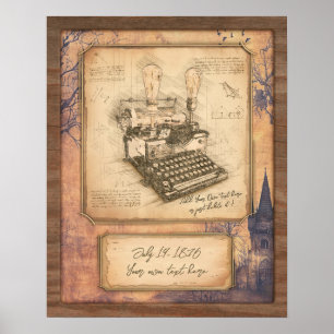 Poster Vintage Vieux Art. Auteur / Cadeau de l'écrivain