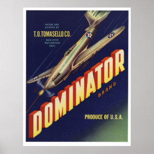 Poster Vintage vieux Dominateur Légumes Crate Étiquettes