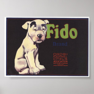 Poster Vintage Vieux Étiquettes Fido Fruit Crate