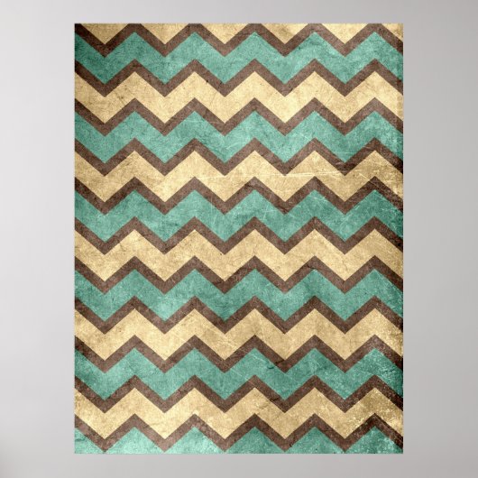 Poster vintage vieux grungy effet papier chevron zigzag (Devant)