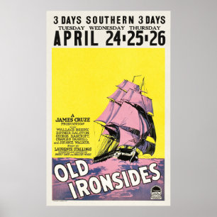 Poster Vintage Vieux Ironsides 1926 Silent War Movie