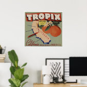 Poster Vintage Vieux Oranges Fruit Étiquettes (Bureau à domicile)