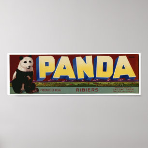 Poster Vintage Vieux Raisins Panda Fruit Crate Étiquettes