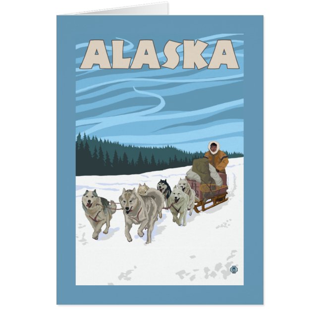 Poster Vintage voyage AlaskaDogsledding (Devant)