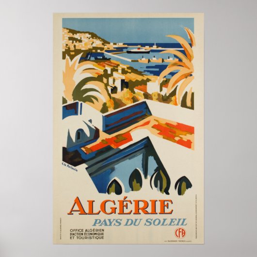 Poster Vintage voyage - Algérie - Afrique du Nord (Devant)