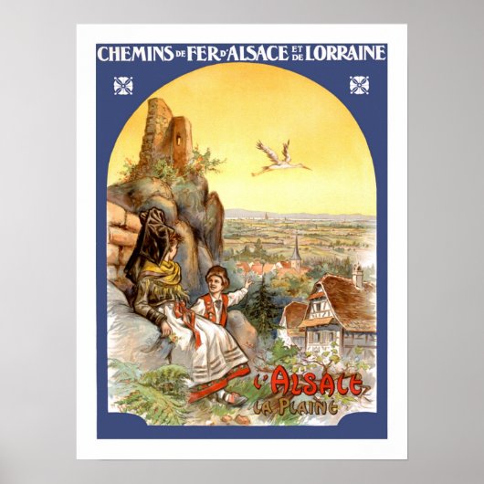 Poster Vintage voyage Alsace France (Devant)