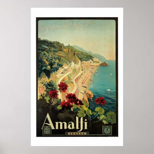 Poster Vintage voyage Amalfi Italia (Devant)