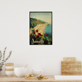Poster Vintage voyage, Amalfi Italie (Cuisine)