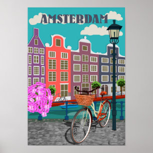 Poster Vintage voyage Amsterdam