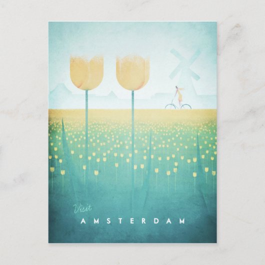 Poster Vintage voyage Amsterdam - Carte postale Ar (Devant)