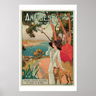 Poster Vintage voyage Antibes Cote D Azur