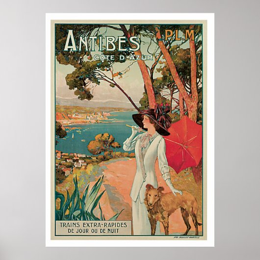 Poster Vintage voyage Antibes France (Devant)