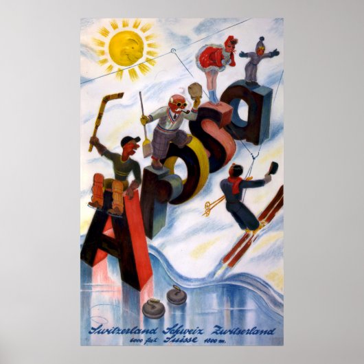 Poster Vintage voyage Arosa Suisse (Devant)