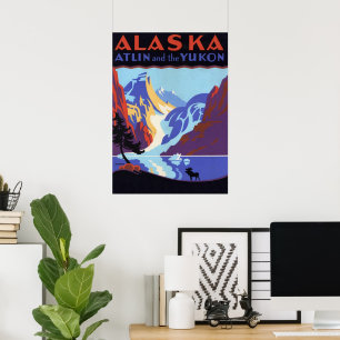 Poster Vintage voyage, Atlin et Yukon, Alaska