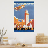 Poster Vintage voyage Au Maroc Par Avion (Cuisine)