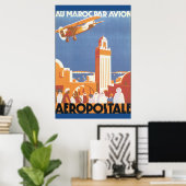 Poster Vintage voyage Au Maroc Par Avion (Bureau à domicile)