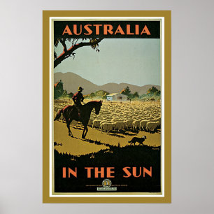 Poster Vintage voyage Australia Sheep Farm