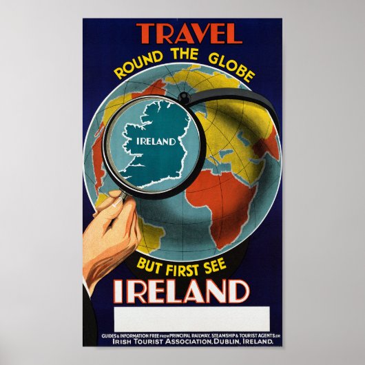 Poster Vintage voyage autour du monde Voir Irlande (Devant)