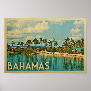 Poster Vintage voyage Bahamas Poster Beach Island
