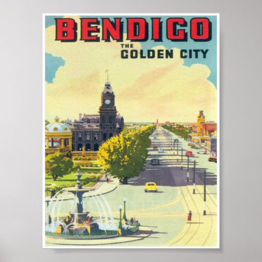 Poster Vintage voyage Bendigo Australie (Devant)