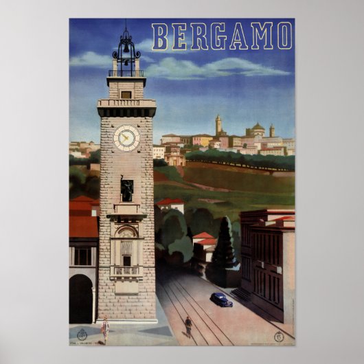 Poster Vintage voyage Bergamo restauré (Devant)