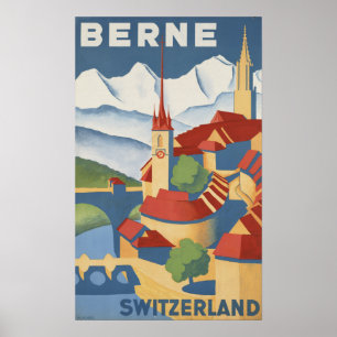 Poster Vintage voyage Berne Suisse