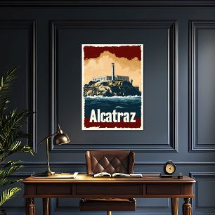 Poster Vintage voyage Bold Alcatraz