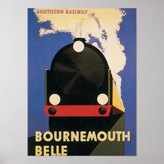 Poster Vintage voyage Bournemouth Belle Train (Devant)