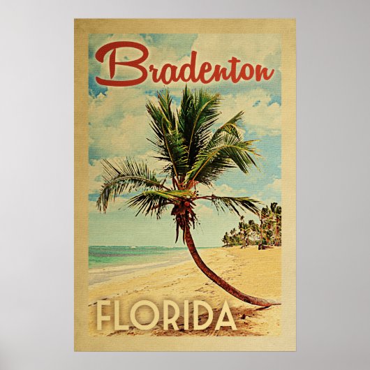 Poster Vintage voyage Bradenton Palm Tree (Devant)