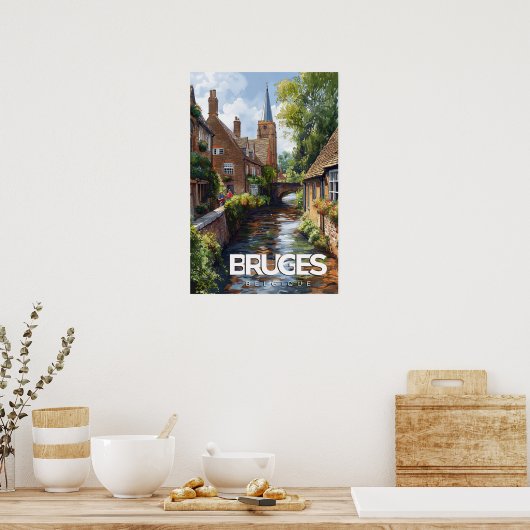 Poster Vintage voyage Bruges (Cuisine)