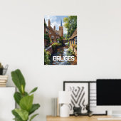 Poster Vintage voyage Bruges (Bureau à domicile)