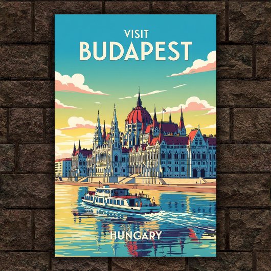Poster Vintage voyage Budapest, Hongrie 1960