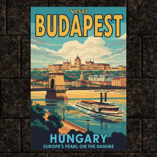 Poster Vintage voyage Budapest, Hongrie 1960