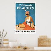 Poster Vintage voyage California Beach (Cuisine)
