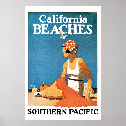 Poster Vintage voyage California Beach (Devant)