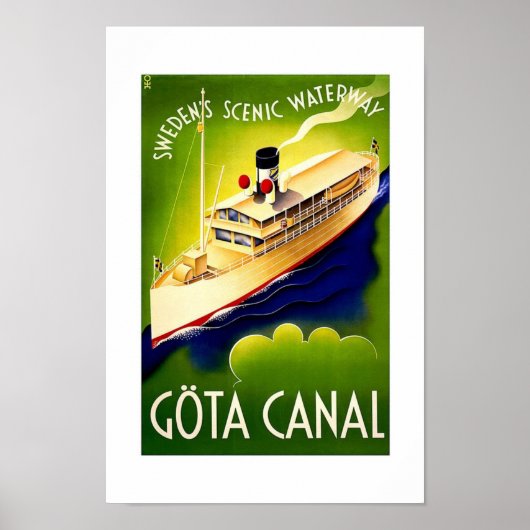 Poster Vintage voyage Canal Gota (Devant)
