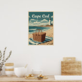 Poster Vintage voyage Cape Cod Massachusetts Beach Retro (Cuisine)