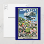 Poster Vintage voyage, Carte de l'île Nantucket, M (Devant / Derrière)