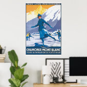 Poster Vintage voyage Chamonix Mont Blanc (Bureau à domicile)