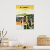 Poster Vintage voyage, Château allemand, Bavière Allemagn (Cuisine)