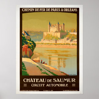 Poster Vintage voyage - Château de Samur France