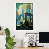 Poster Vintage voyage Chicago Illinois Amérique (Bureau à domicile)