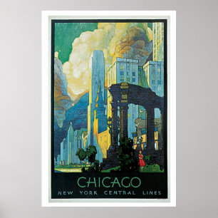 Poster Vintage voyage Chicago Illinois Amérique