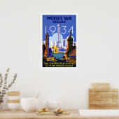 Poster Vintage voyage Chicago World's Fair 1934 (Cuisine)