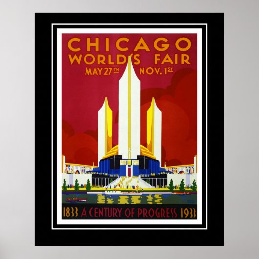 Poster Vintage voyage Chicago World's Fair Large (Devant)