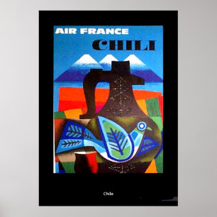 Poster Vintage voyage Chili Imprimer